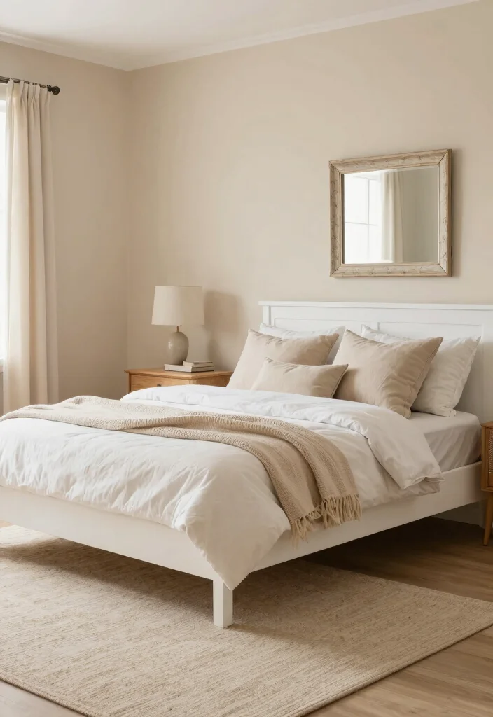 16 Bedroom Color Palette Ideas That Feel Calm and Stylish - 6. Soft Beige and White 1