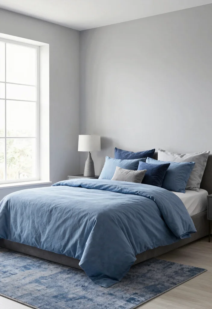 16 Bedroom Color Palette Ideas That Feel Calm and Stylish - 7. Cool Grays and Soft Blues 1