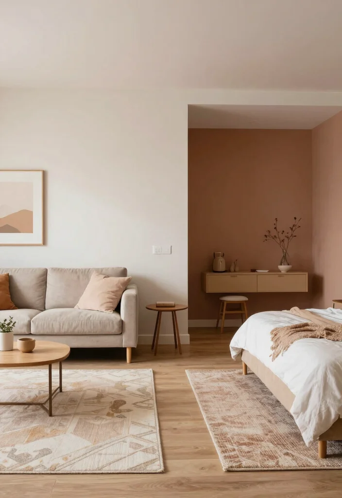 16 Bedroom in Living Room Ideas: Smart Studio Solutions - 10. Color-Coded Zones 1