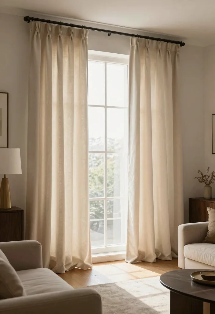 16 Bedroom in Living Room Ideas: Smart Studio Solutions - 11. Pinch Pleat Curtains for Elegance 1