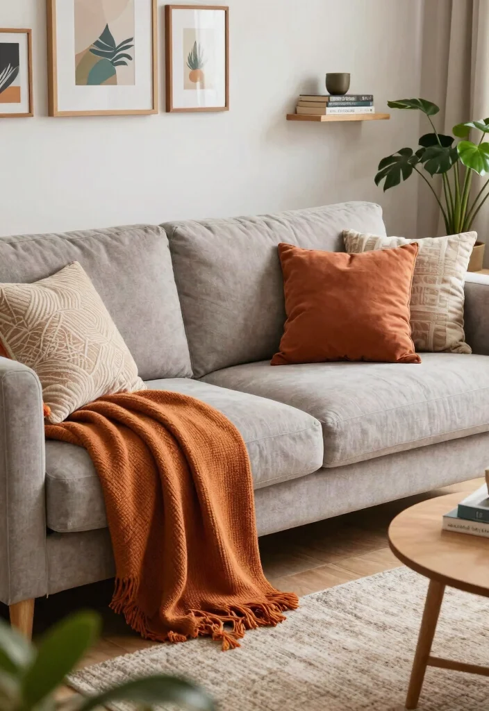 16 Bedroom in Living Room Ideas: Smart Studio Solutions - 13. Colorful Throws and Cushions 1