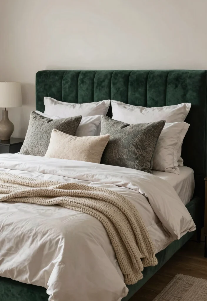 16 Dark Green and Gold Bedroom Ideas Rich and Luxurious - 16. Combining Textures 1