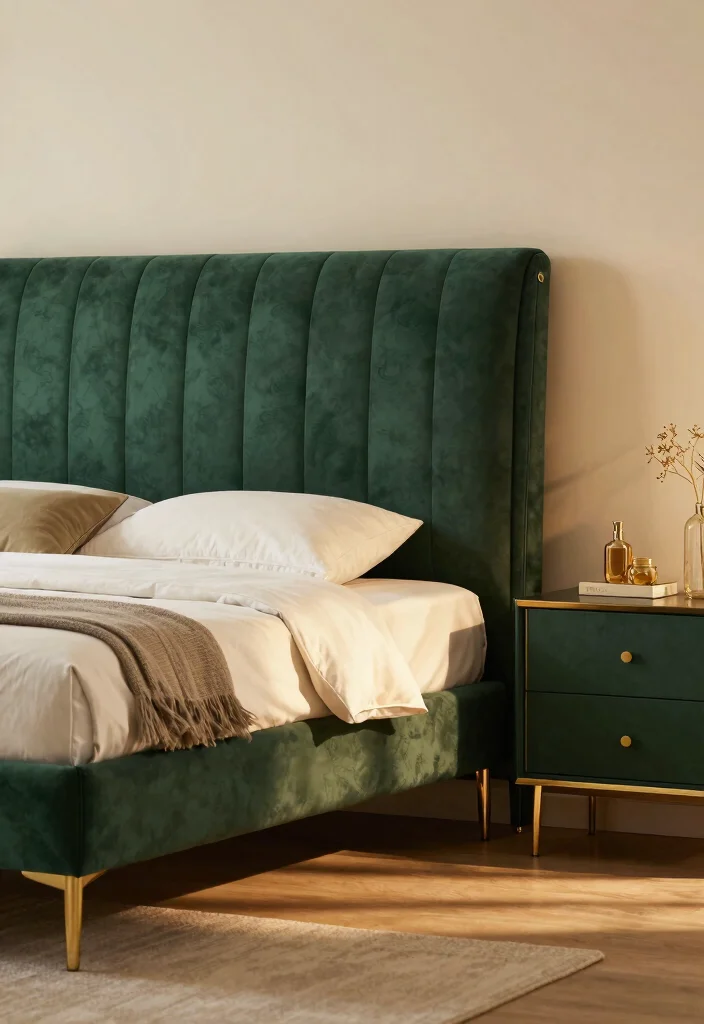 16 Dark Green and Gold Bedroom Ideas Rich and Luxurious - 4. Gold Accents in Furniture 1