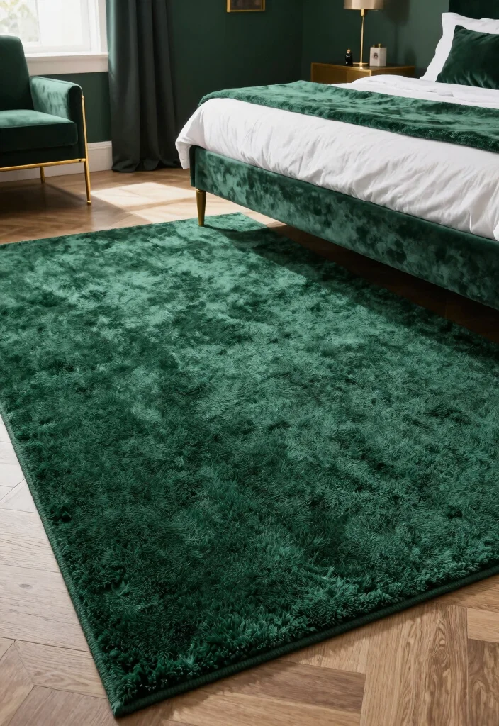 16 Dark Green and Gold Bedroom Ideas Rich and Luxurious - 6. Dark Green Area Rugs 1