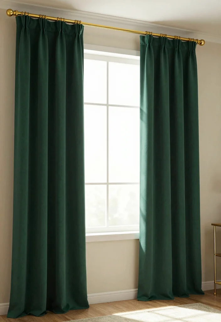 16 Dark Green and Gold Bedroom Ideas Rich and Luxurious - 7. Dark Green Curtains 1