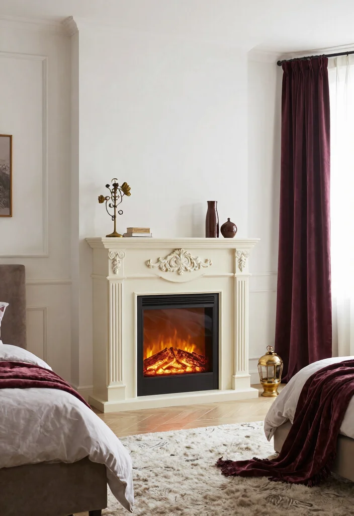 16 Fireplace in Bedroom Ideas for Cozy Luxury Vibes - 14. Vintage Glamour with a Modern Twist 1