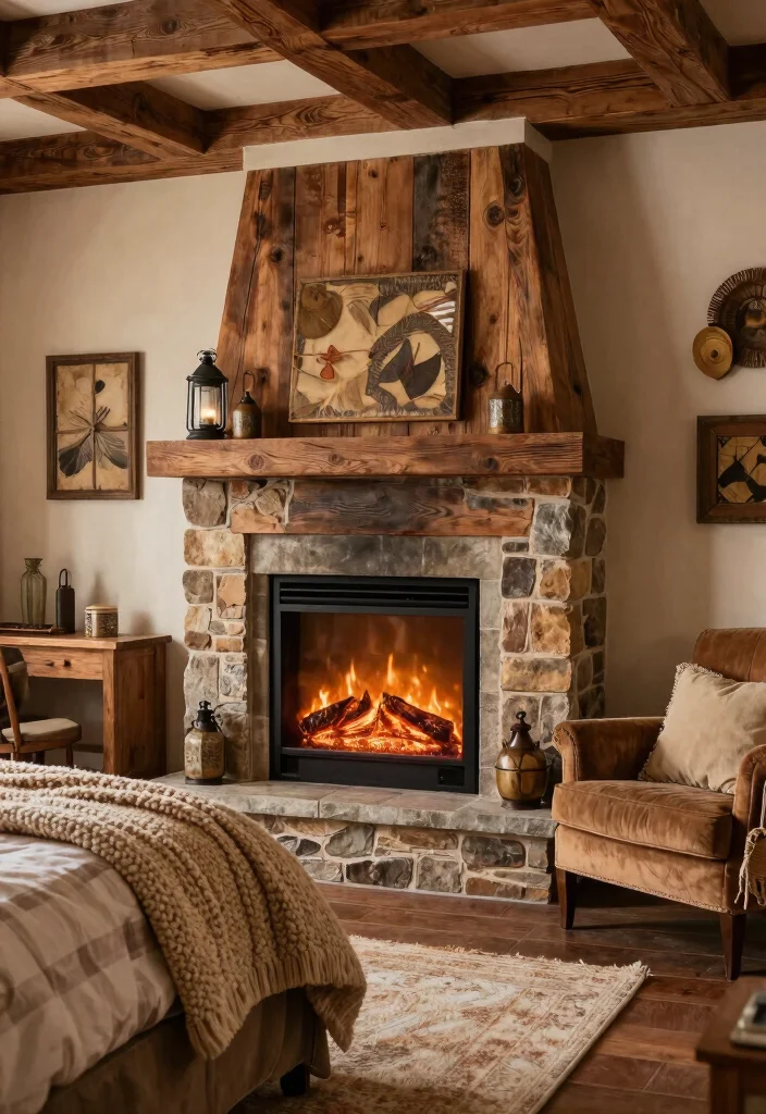 16 Fireplace in Bedroom Ideas for Cozy Luxury Vibes - 3. Rustic Charm with a Twist 1