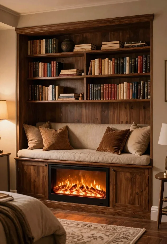 16 Fireplace in Bedroom Ideas for Cozy Luxury Vibes - 5. Built-in Book Nook with Fireplace 1