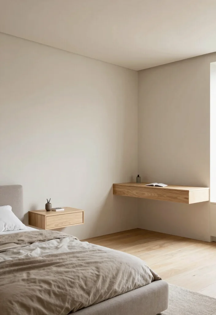 16 Low Ceiling Bedroom Ideas: Cozy and Clever Design - 15. Floating Furniture for an Open Feel 1