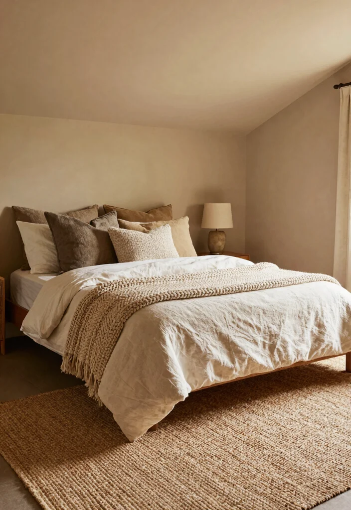 16 Low Ceiling Bedroom Ideas: Cozy and Clever Design - 7. Layered Textures for Coziness 1