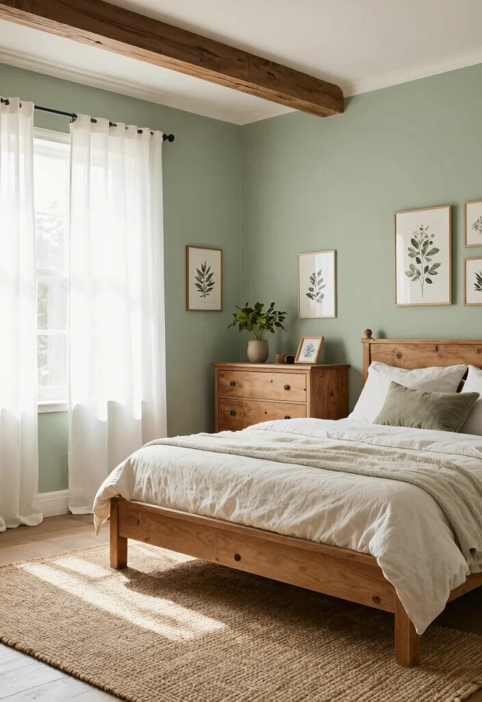 16 Sage Green Farmhouse Bedroom Ideas Cozy Rustic Charm - 1. Embrace Soft Sage Green Walls 1