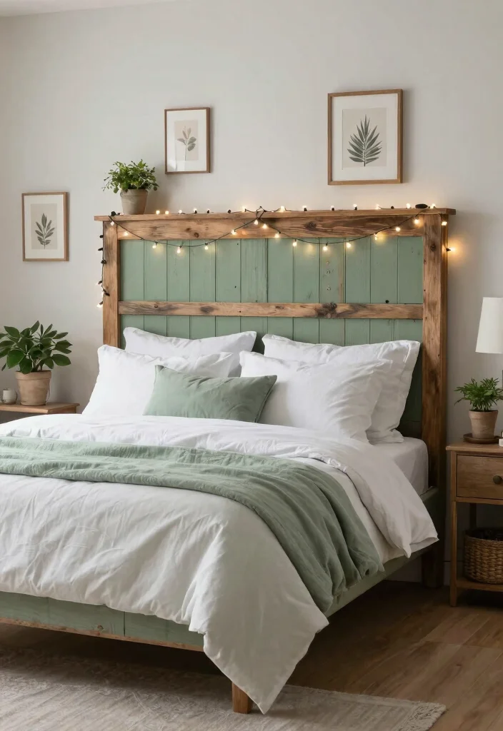 16 Sage Green Farmhouse Bedroom Ideas Cozy Rustic Charm - 13. Unique Headboard Designs 1