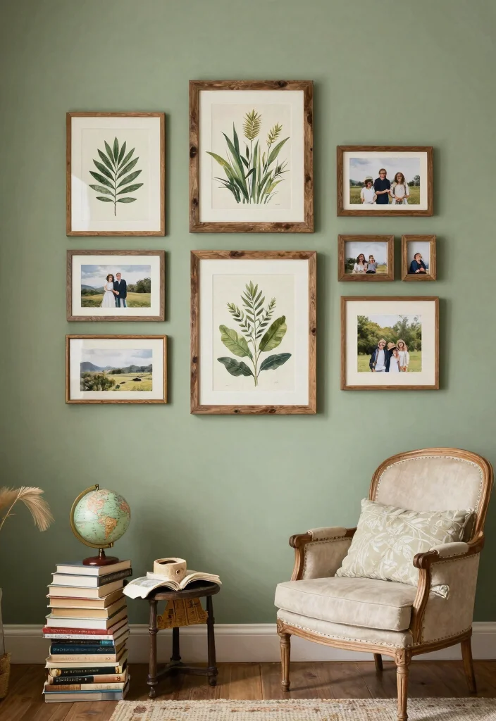 16 Sage Green Farmhouse Bedroom Ideas Cozy Rustic Charm - 9. Artwork and Personal Touches 1