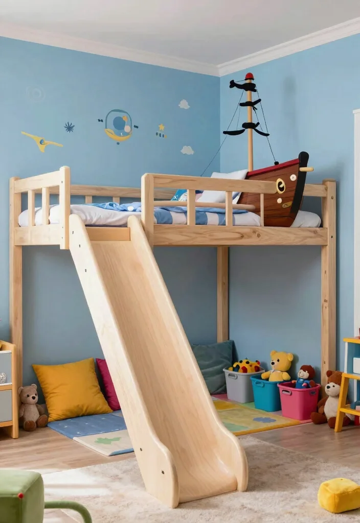 16 Small Boys Bedroom Ideas Space Saving and Fun - 1. Loft Bed with Play Area 1