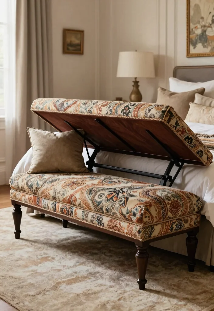 17 Bedroom Bench With Storage Ideas: Practical and Elegant - 14. Elegant Bench with a Lift Top 1