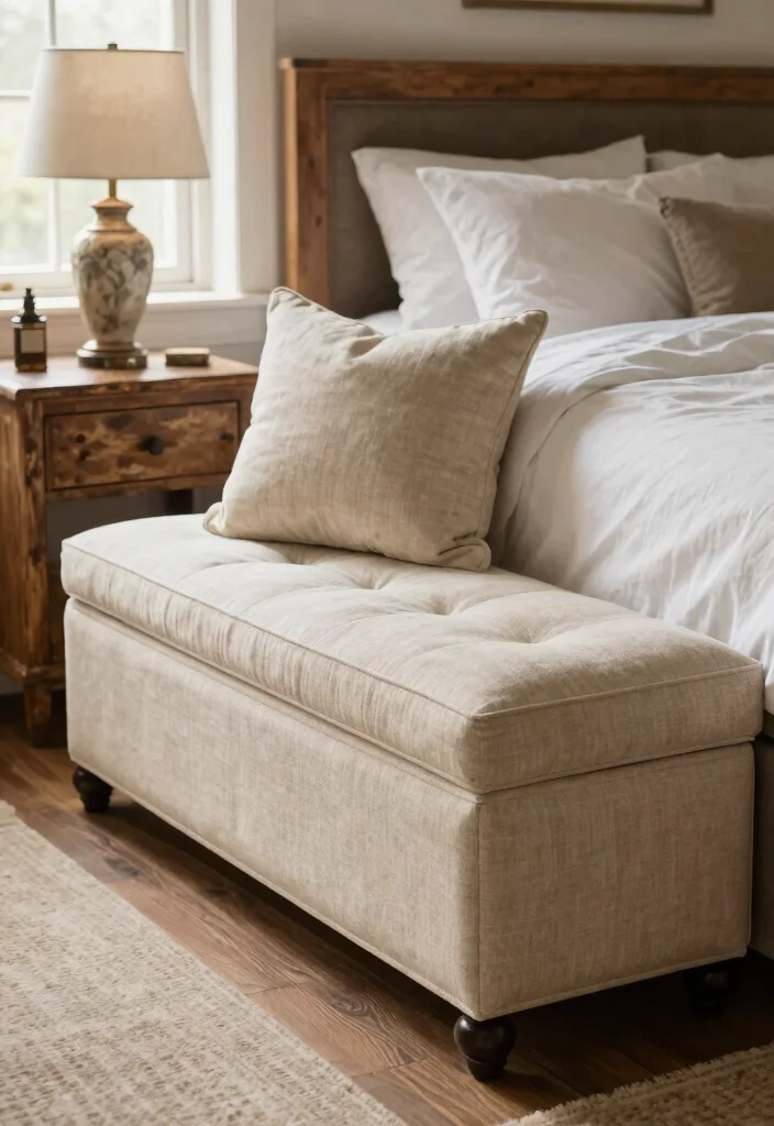 17 Bedroom Bench With Storage Ideas: Practical and Elegant - 2. Upholstered Storage Bench 1