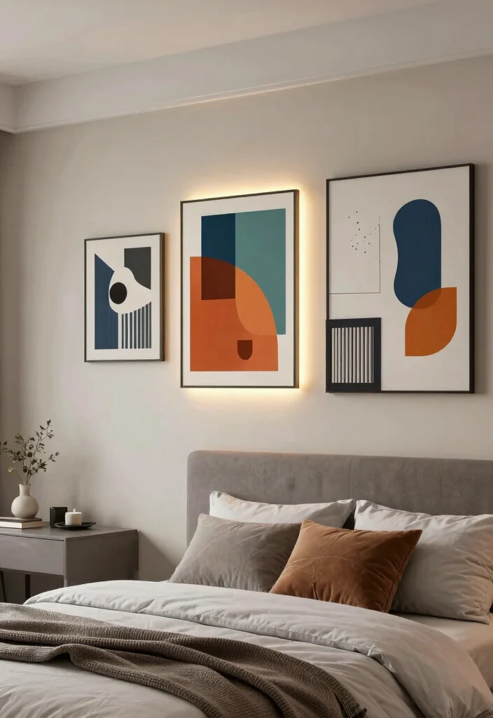 17 Bedroom Wall Lights Beside Bed Ideas Modern and Cozy - 8. Decorative Wall Art with Integrated Lighting 1
