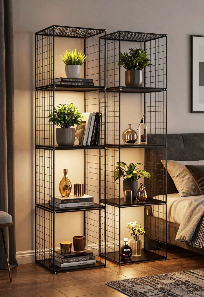 17 Cube Storage Ideas for a Modern Bedroom - 16. Cube Storage with Wire Frames 1
