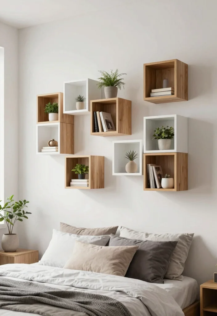 17 Cube Storage Ideas for a Modern Bedroom - 3. Stylish Floating Cube Shelves 1