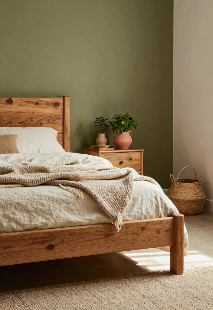 17 Olive Green Accent Wall Bedroom Ideas Earthy and Modern - 1. Nature-Inspired Textures 1