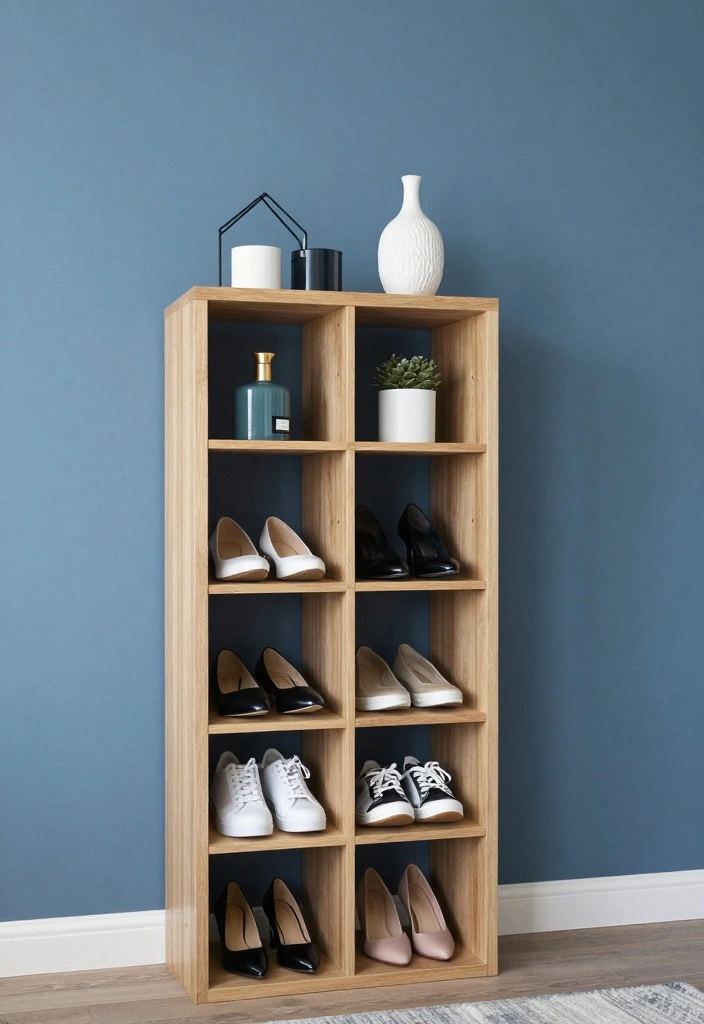 17 Shoe Wall in Bedroom Ideas Organized and Stylish - 9. Cubby Shelves for a Modular Appeal 1