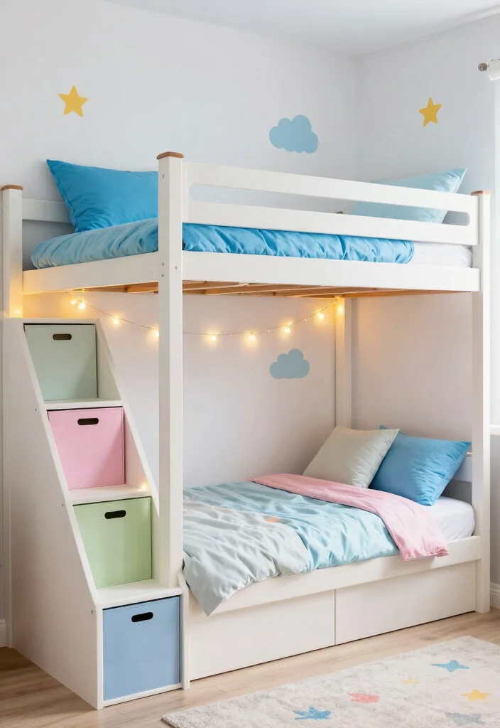 17 Small Shared Kids Bedroom Ideas Functional and Cute - 1. Bunk Beds with a Twist 1