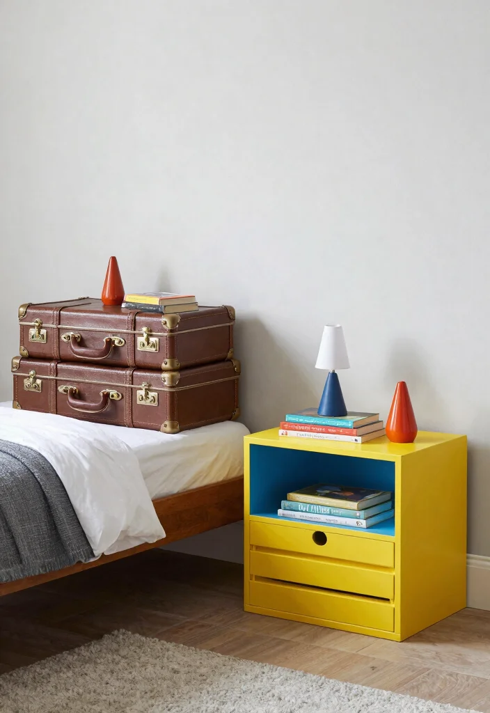 17 Small Shared Kids Bedroom Ideas Functional and Cute - 12. Unique Nightstands 1