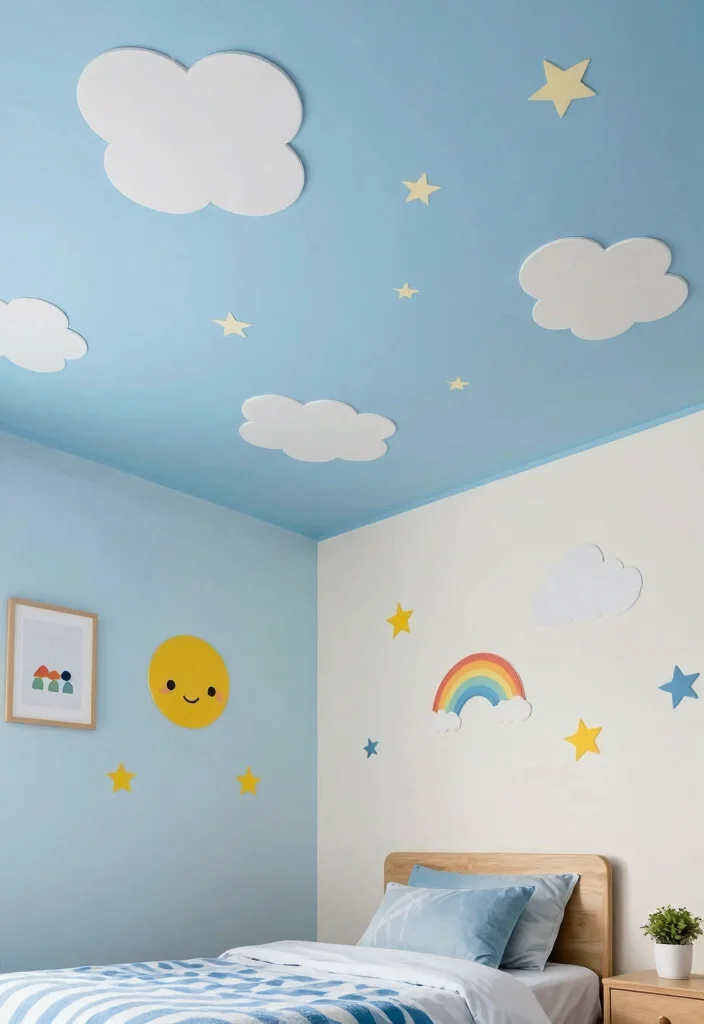 17 Small Shared Kids Bedroom Ideas Functional and Cute - 16. Fun Ceilings 1