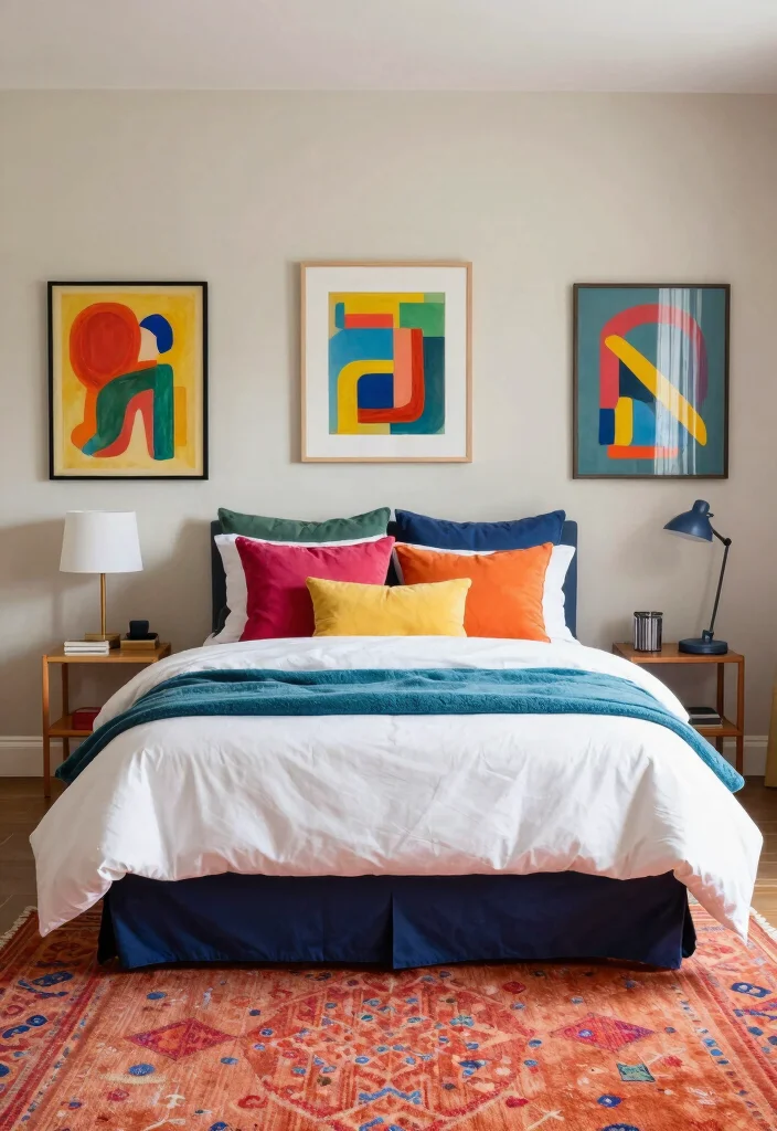 18 Bedroom Ideas for Small Spaces That Maximize Every Inch - 16. Colorful Accents: Add Character 1