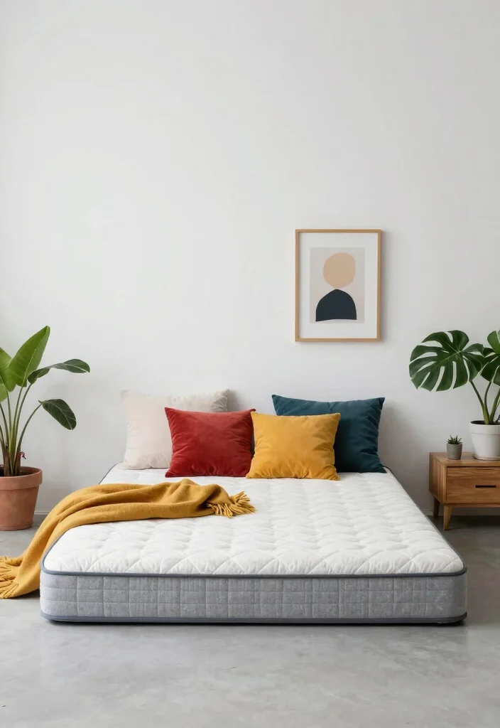 18 No Bed Bedroom Ideas for Creative Minimal Living - 18. Minimalist Aesthetic with Color 1