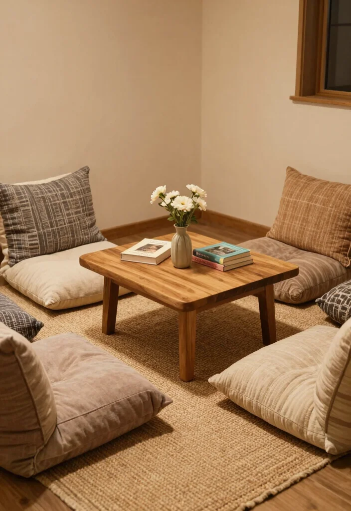 18 No Bed Bedroom Ideas for Creative Minimal Living - 4. Floor Cushions and Low Tables 1