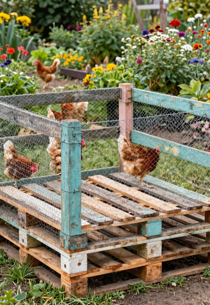 12 Chicken Wire Fence Ideas That Keep Predators Out All Night - 2. Chicken Wire and Pallet Fencing 1