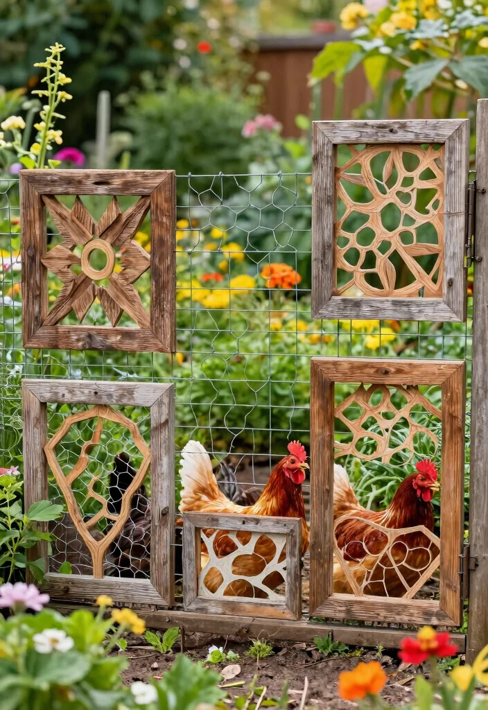 12 Chicken Wire Fence Ideas That Keep Predators Out All Night - 3. Decorative Chicken Wire Panels 1