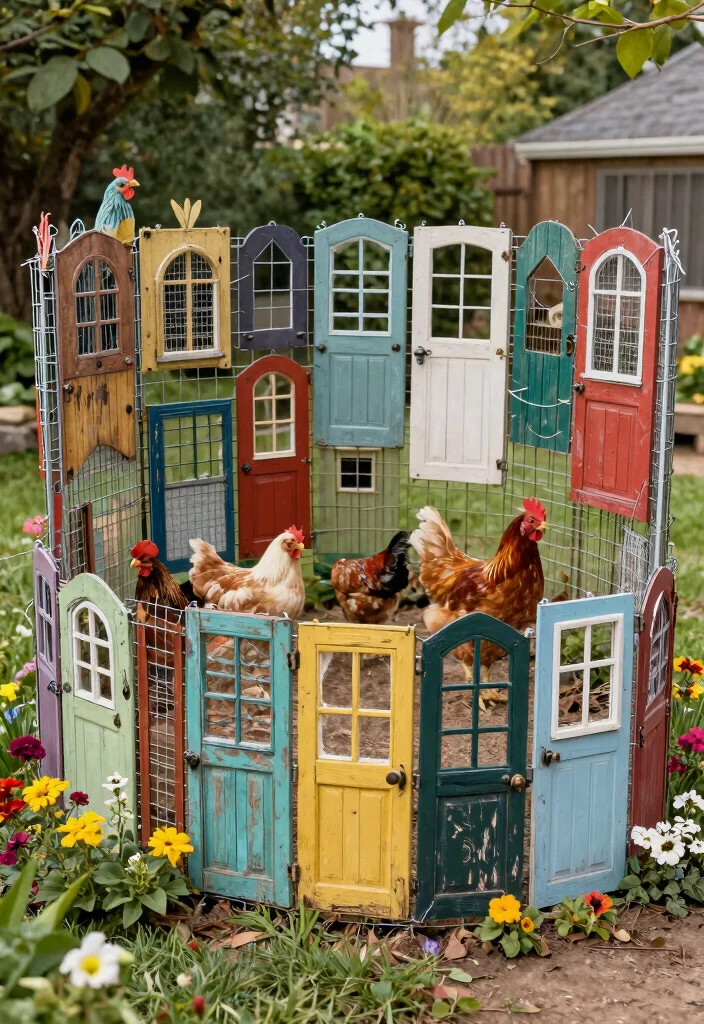 12 Chicken Wire Fence Ideas That Keep Predators Out All Night - 6. Chicken Wire with Recycled Materials 1