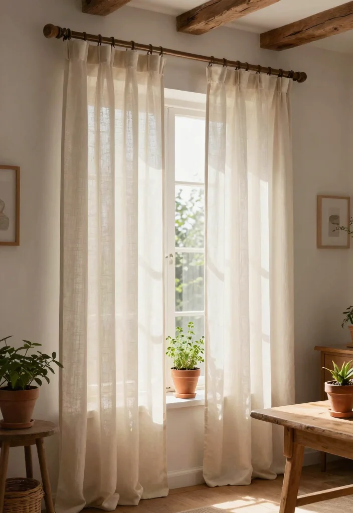 12 Farmhouse Window Treatments That Block Sun Without Going Dark - 1. Light-Filtering Curtains 1