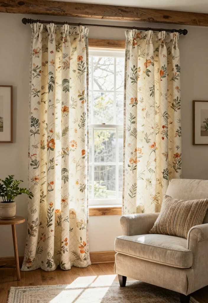 12 Farmhouse Window Treatments That Block Sun Without Going Dark - 6. Quilted Window Treatments 1
