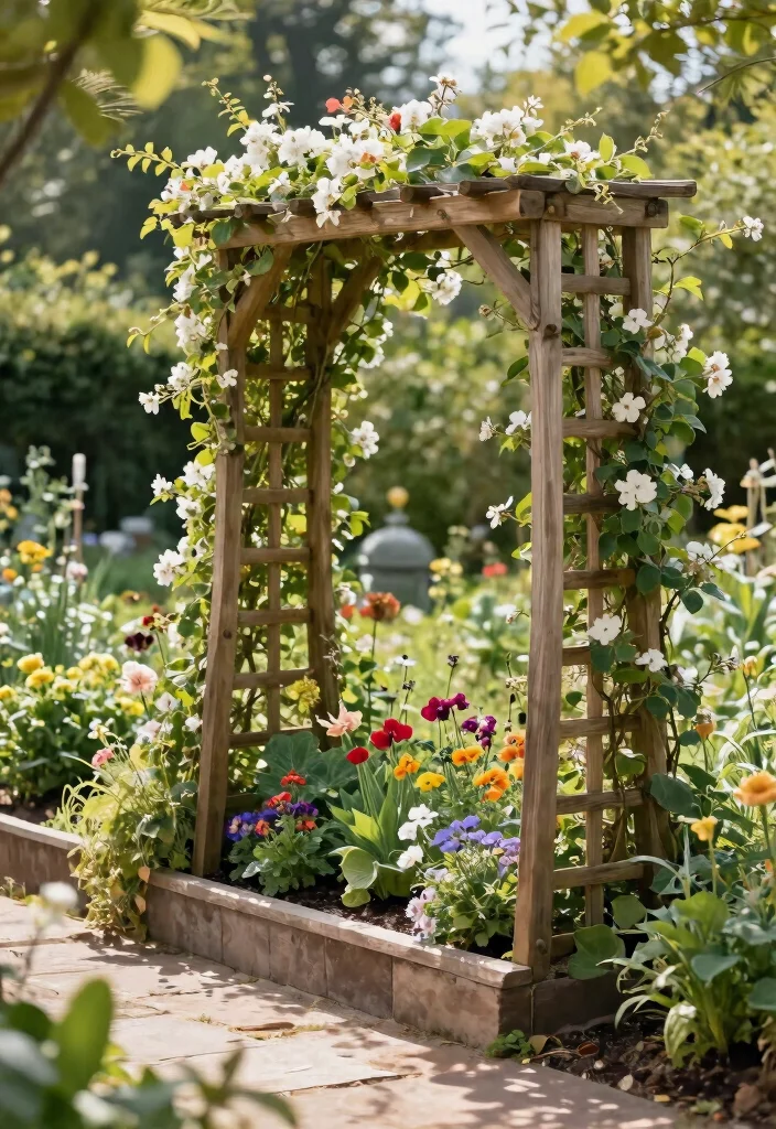 12 Garden Bed With Trellis Ideas That Support Heavy Vines - 1. Classic Wooden Trellis Over Raised Beds 1