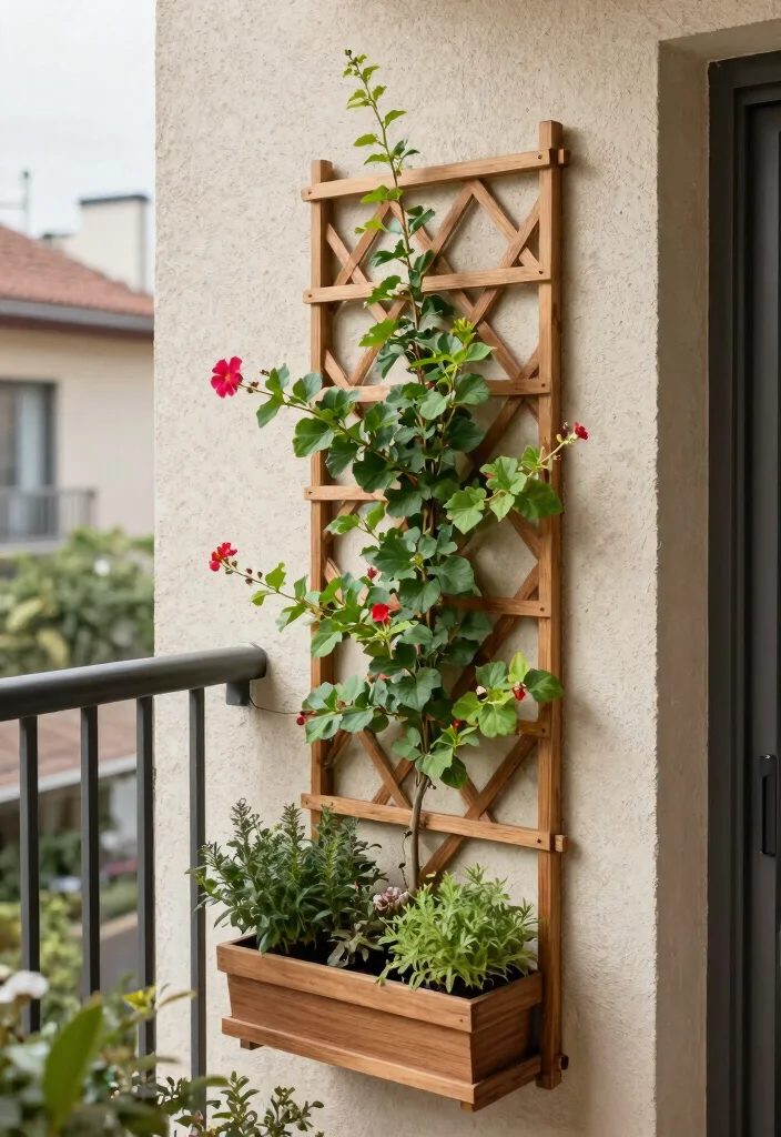 12 Garden Bed With Trellis Ideas That Support Heavy Vines - 11. Wall-Mounted Trellises for Small Spaces 1