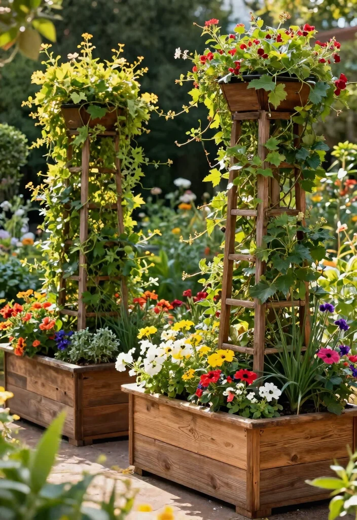 12 Garden Bed With Trellis Ideas That Support Heavy Vines - 12. Combination of Trellis and Planter Boxes 1