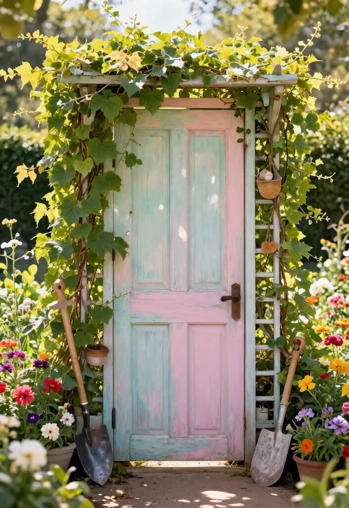12 Garden Bed With Trellis Ideas That Support Heavy Vines - 4. Repurposed Old Doors as Trellises 1