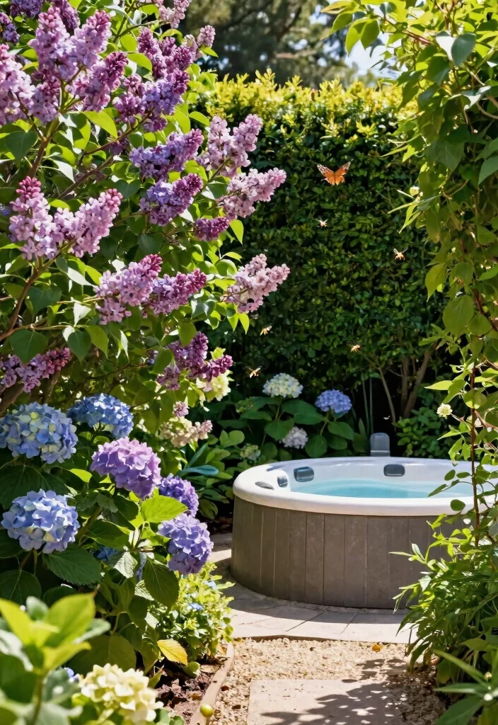 12 Jacuzzi Outdoor Ideas That Stay Private From Neighbors - 1. Fragrant Flowering Hedges 1