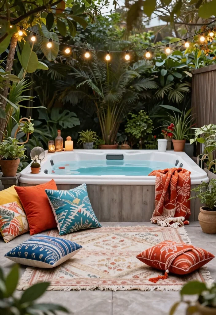 12 Jacuzzi Outdoor Ideas That Stay Private From Neighbors - 12. Seasonal Decor 1