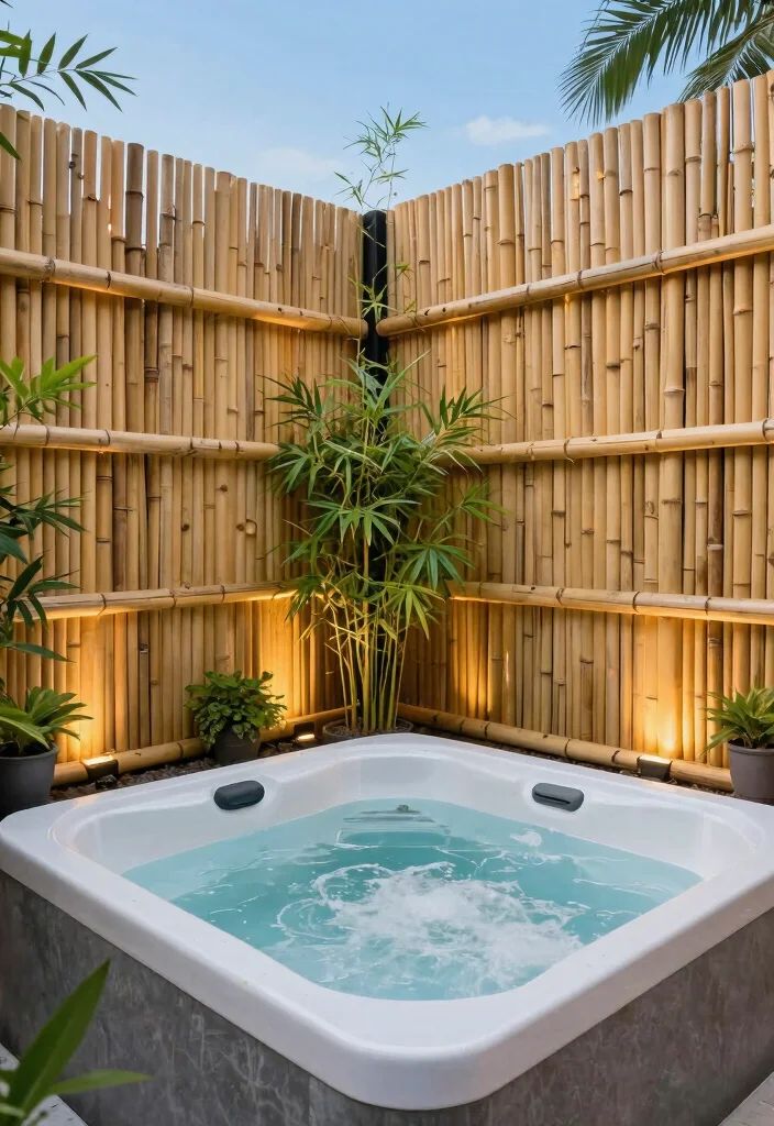 12 Jacuzzi Outdoor Ideas That Stay Private From Neighbors - 2. Bamboo Fencing 1