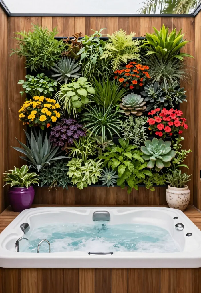 12 Jacuzzi Outdoor Ideas That Stay Private From Neighbors - 8. Vertical Gardens 1