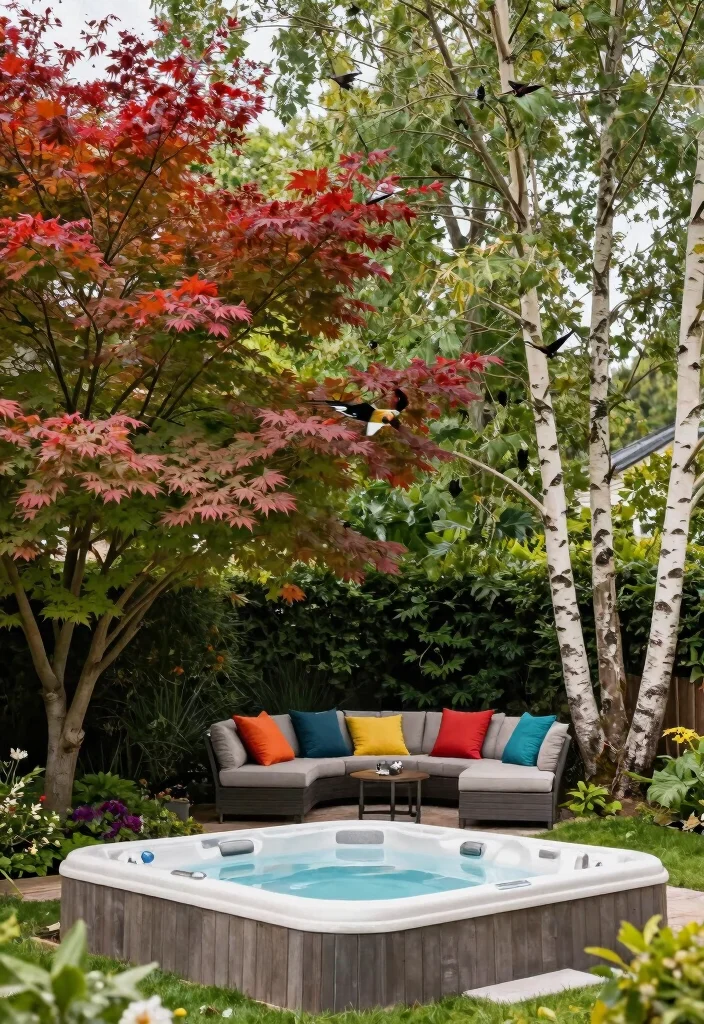 12 Jacuzzi Outdoor Ideas That Stay Private From Neighbors - 9. Shade Trees 1
