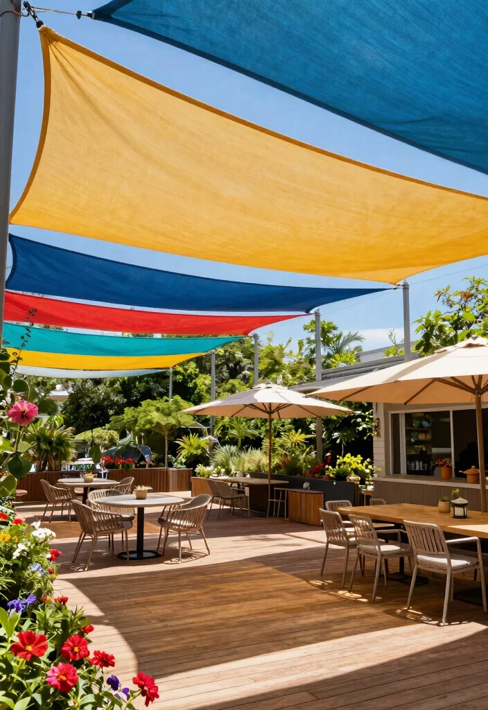 12 Outdoor Sunshade Ideas for Spaces Without Built-In Cover - 4. Sail Shade 1