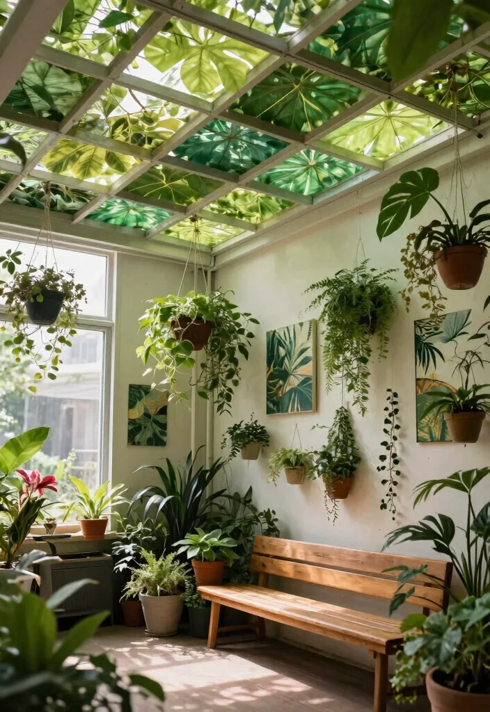 12 PVC Ceiling Panels Ideas That Don't Look Like Plastic - 8. Biophilic Design with Green Tones 1