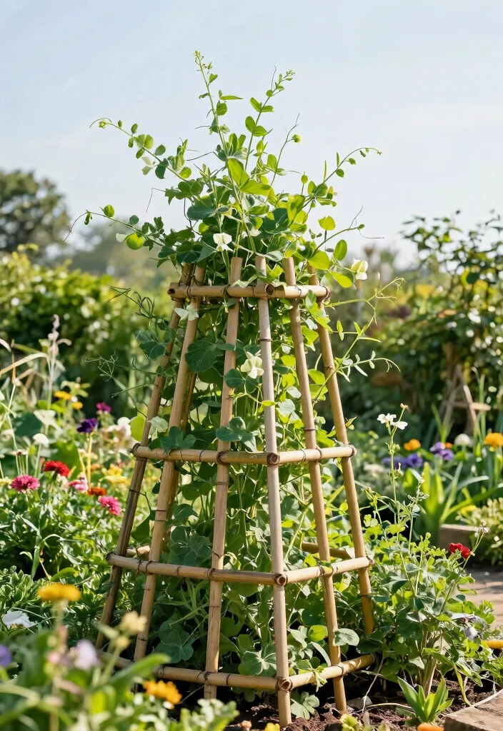 12 Pea Trellis Ideas That Support Heavy Vines Without Tipping - 10. Natural Bamboo Trellis 1