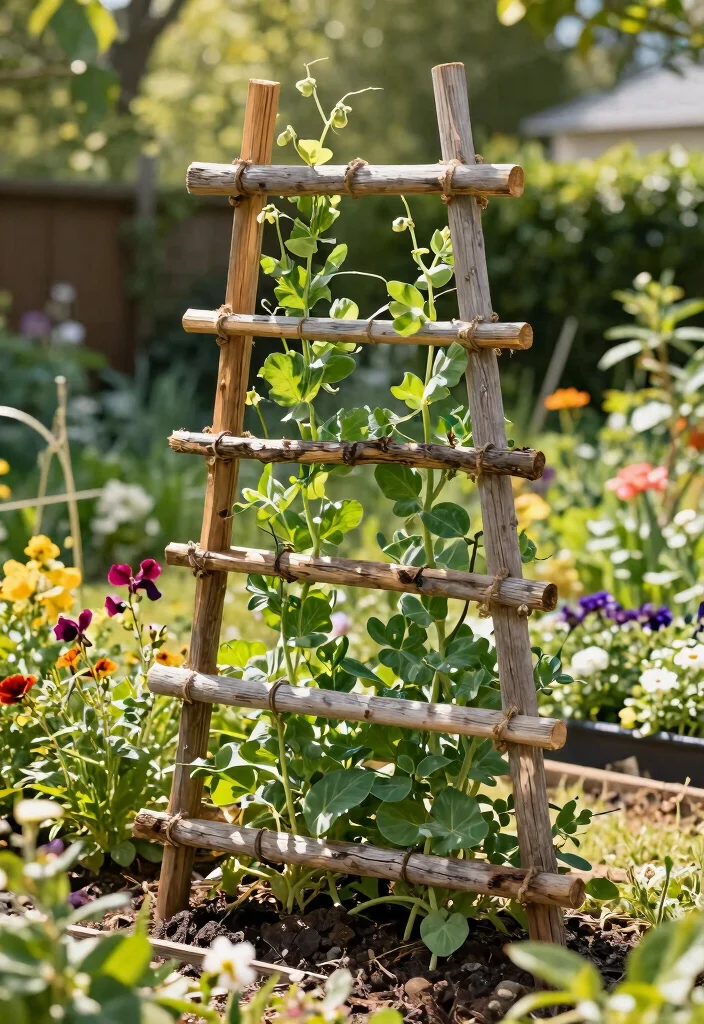 12 Pea Trellis Ideas That Support Heavy Vines Without Tipping - 12. Simple DIY Trellis 1