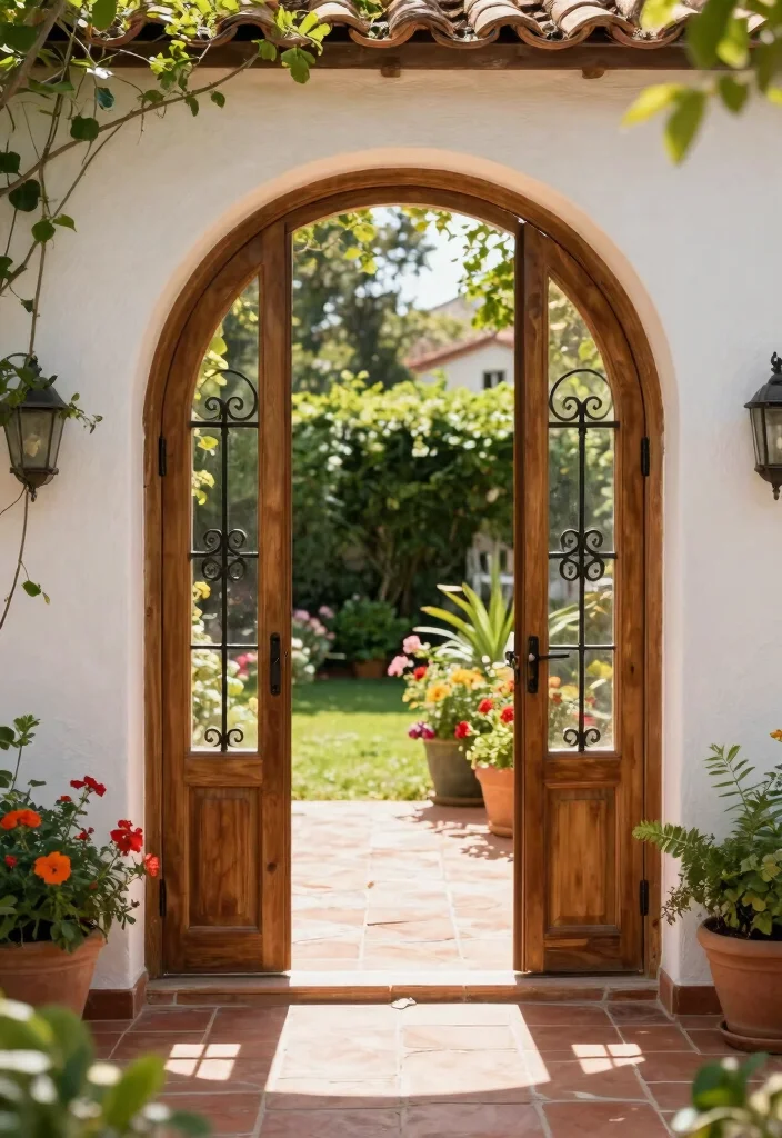 12 Puertas de Patio Que Maximizan Luz Natural y Privacidad - 6. Mediterranean-Inspired Arched Doors 1